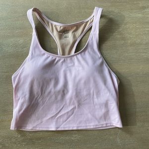Kortni Jeane pinkish/purple ribbed cropped swim top